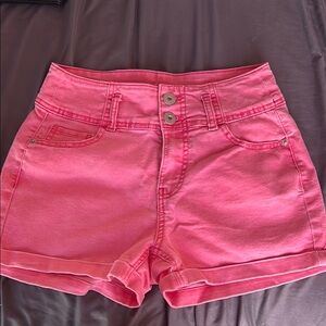 Juniors Pink Denim Shorts
